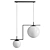 Modern Black Pendant Light Duo 3D model small image 2