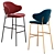 Modern Padded Bar Chair Stool 3D model small image 2