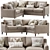 Elegant Beverly L Sectional Sofa 3D model small image 3