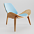 Designer Shell Cosmo Upholstered Chair 3D model small image 1