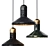 Black Stone & Marble Pendant Lamp 3D model small image 1