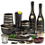 Luxury Cookware Set with Sparkling Bottle 3D model small image 1