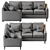  Luxe Beverly 3-Piece Sectional 3D model small image 7