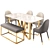 Modern Suede Leather Dining Set 3D model small image 5