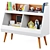 Walnut & White Mid-Century Bookcase 3D model small image 1