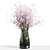 Pink Floral Bouquet in Green Glass Vase 3D model small image 1