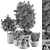 Earthen Pot Plant Set 419 3D model small image 4