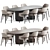 Velvet Upholstered Wood Dining Set 3D model small image 1