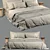 Soft Linen Bed Set Neutral 3D model small image 1