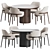  Velvet Upholstered Dining Set 02 3D model small image 1