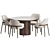  Velvet Upholstered Dining Set 02 3D model small image 2