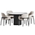  Velvet Upholstered Dining Set 02 3D model small image 3