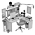 Modern Office Workplace with Accessories 3D model small image 6