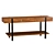 Rustic Oak Steel Console Table 3D model small image 4