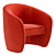 Elegant Adamante Round Velvet Chair 3D model small image 2