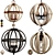 Vintage Wood Iron Pendant Lamp 3D model small image 3