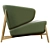 Italian Handmade Green Gray Armchair 3D model small image 3