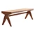 Scandinavian Teak Rattan Bench 3D model small image 4