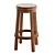 Swivel Oak Cane Stool 3D model small image 1