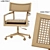 Rattan Cane Desk Chair Set 3D model small image 2