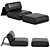 Elegant Leather Modulo Armchair 3D model small image 1