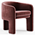 Elegant Velvet Armchair by Milo Baughman 3D model small image 1