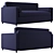 Lux Moonlight Blue Velvet Sofa 3D model small image 1