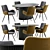 Modern Dining Chairs Set with Table 3D model small image 1