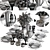 Silver Glass Dining Set 3D model small image 6