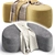 Cork Pouffe Beige Velvet Ottoman 3D model small image 5