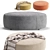 Velvet Beige Pouffe Akera Ottoman 3D model small image 1