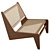 Vintage Wood & Wicker Armchair 3D model small image 2