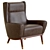 Modern Graphite Leather Lounge Chair 3D model small image 1