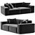 Elegant Black Velvet Sofa 3D model small image 1