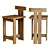 Retro Wooden Bar Stool 3D model small image 1