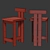 Retro Wooden Bar Stool 3D model small image 2