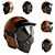 Vintage Leather Motorcycle Helmet Set 3D model small image 1