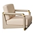 Modern Velvet Gold Armchair 3D model small image 2