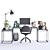 Contemporary Home Office Desk Set 3D model small image 2