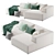 Contemporary Rolf Benz Sofa Precise Dimensions 3D model small image 2