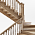 Wooden Spiral Staircase - Two-Flight 3D model small image 4