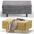 Elegant Velvet Beige Pouf Ottoman 3D model small image 5