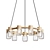 Modern Glass Wood LED Chandelier 3D model small image 1