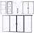 Modular Glass Door Set, Customizable 3D model small image 1