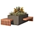 Modern Floral Wood Bench Planter 3D model small image 4