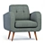 Elegant Valeria Tufted Armchair 3D model small image 1