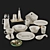 Indian Style Dish Set with Potpourri 3D model small image 5