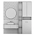 Modern Bathroom Set with Accessories 3D model small image 2