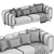 Luxury Velvet Almira Sofa Bed 3D model small image 5