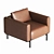 Luxurious Tan Leather Armchair 3D model small image 1